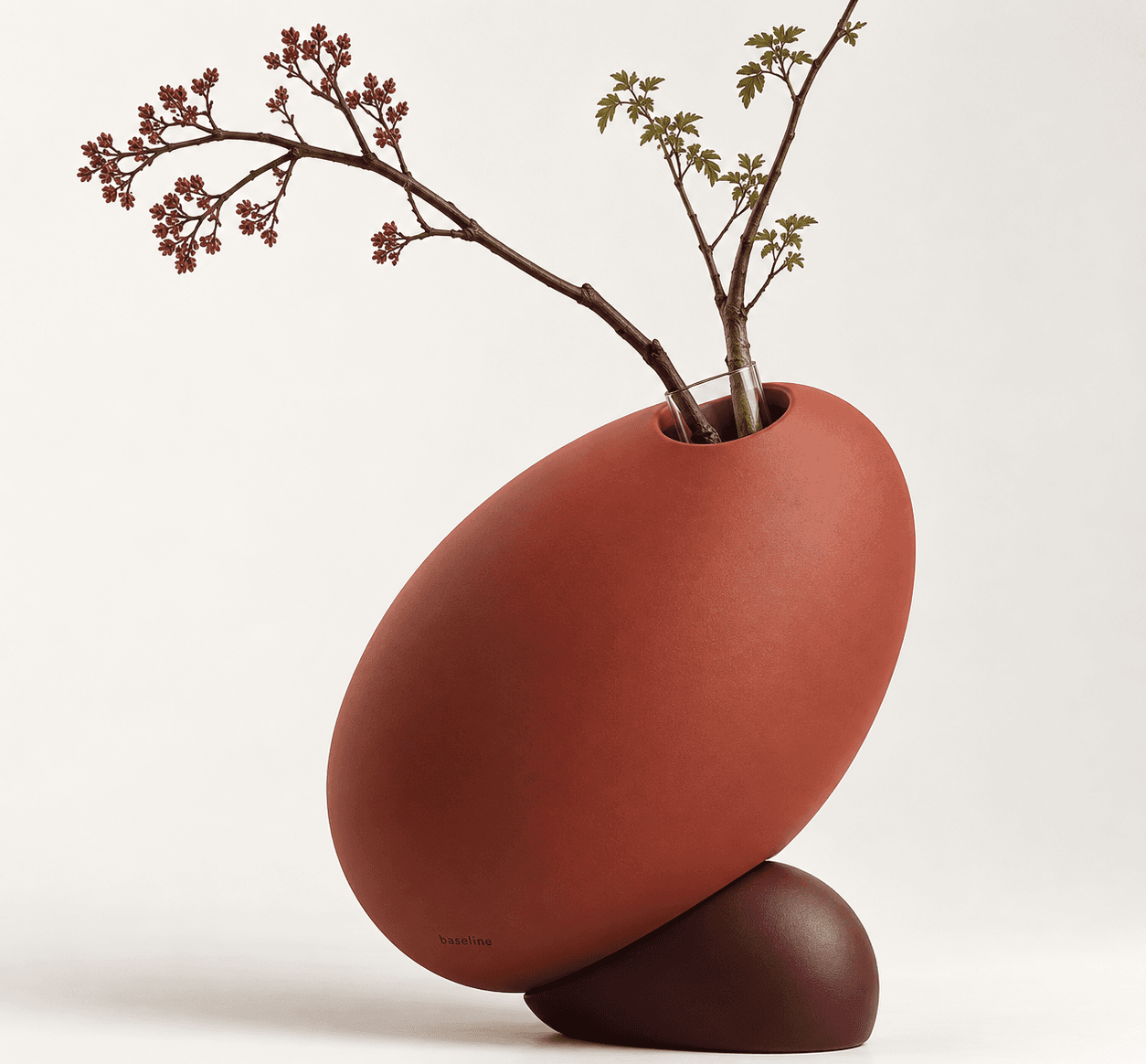 Counterweight Vase in Terracotta / plum