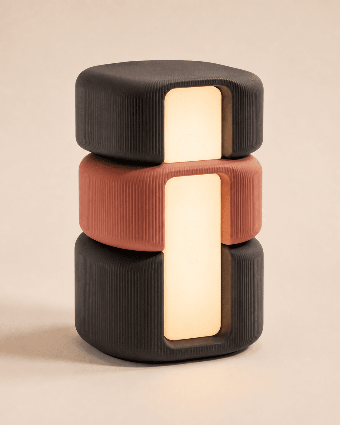 Stack Lamp in Charcoal / terracotta