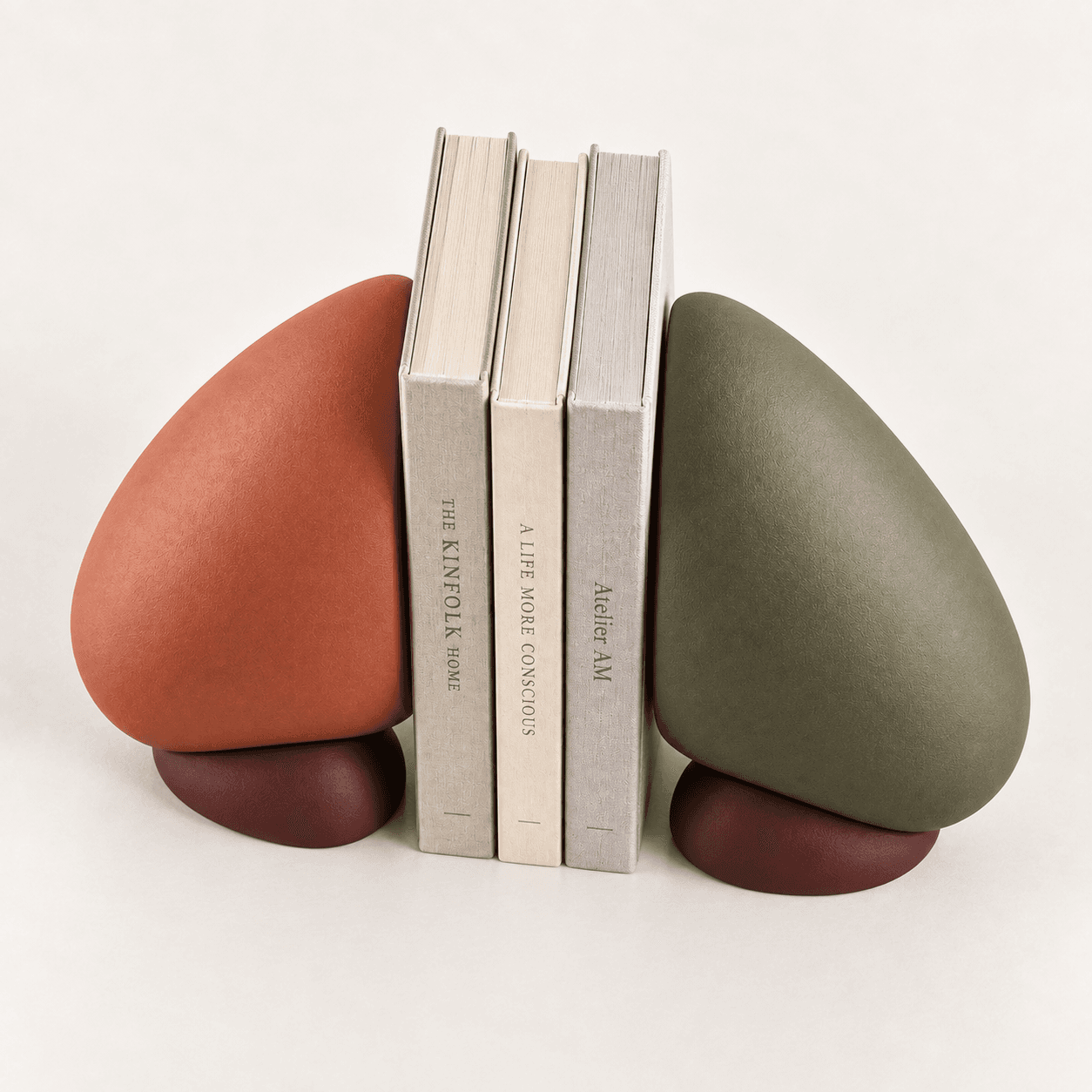 Cleft Bookends in Terracotta / sage
